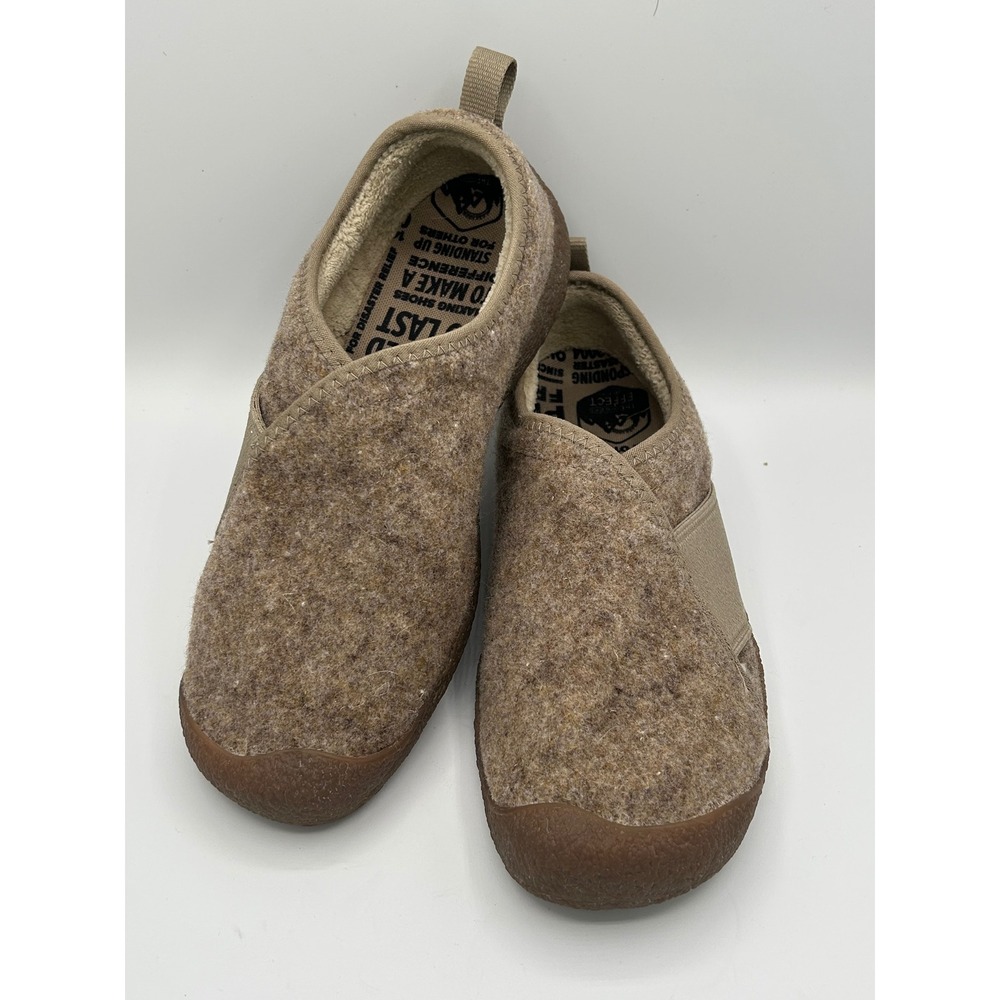 KEEN Howser Wrap Women 9.5 Taupe Heather Felt Fleece Lined Slip On Shoes 1025536